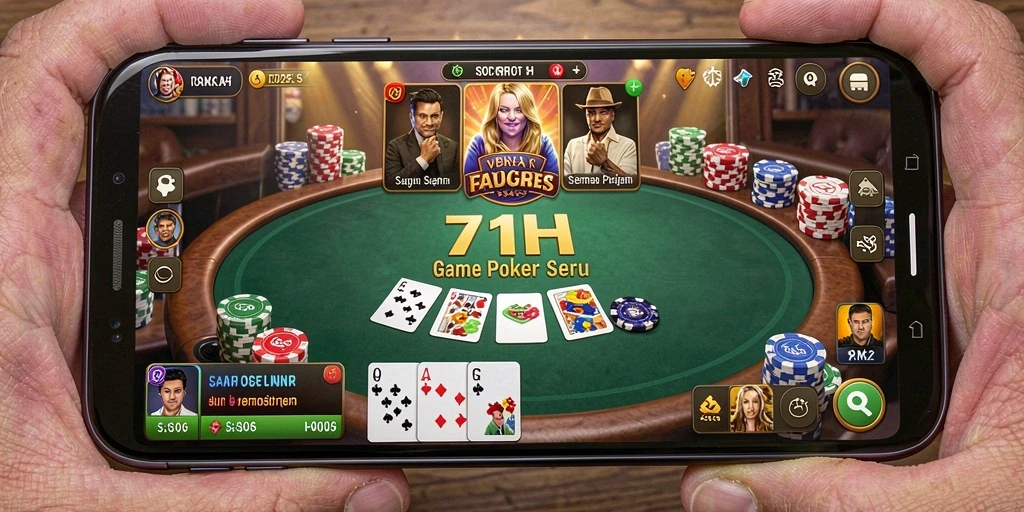 Screenshot utama 71H yang menunjukkan serunya permainan Poker.