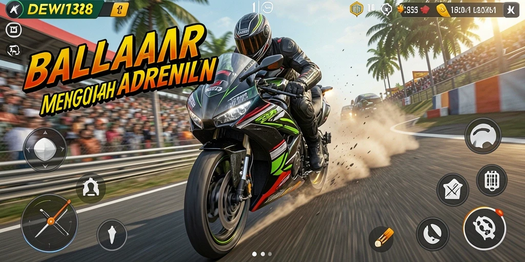 Tampilan gameplay mendebarkan dari balapan motor di DEWI138.