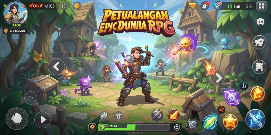 Tampilan gameplay JKTOK yang menakjubkan dan penuh aksi RPG.