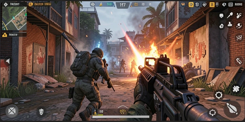 Tampilan gameplay RK77 yang mendebarkan dan penuh aksi.