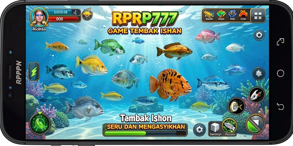 Tampilan gameplay RPRP777 menampilkan aksi menembak ikan yang seru.