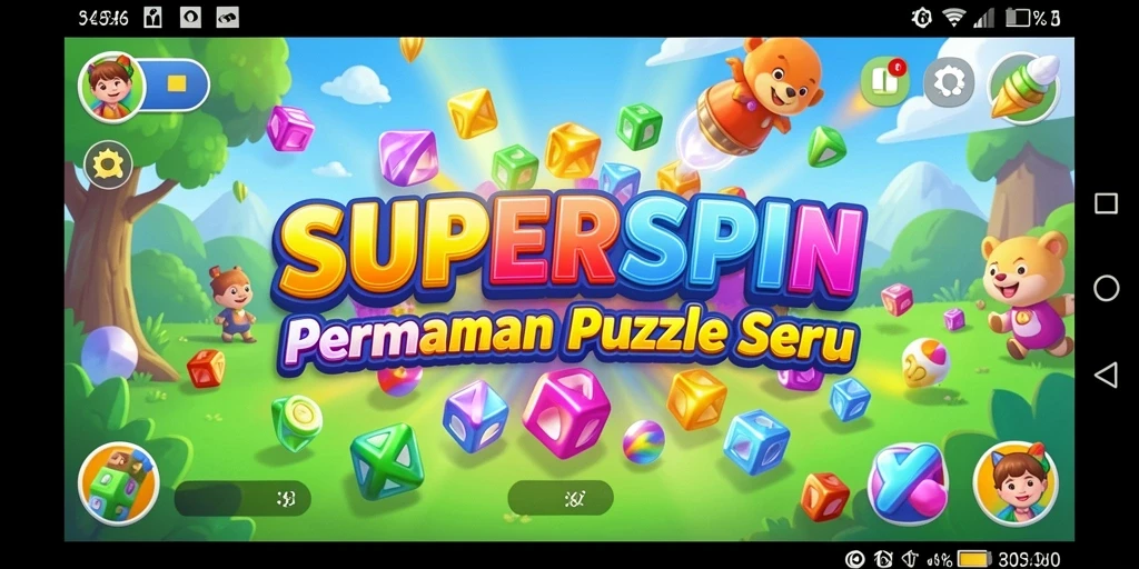 Tampilan gameplay seru dari SUPERSPIN dengan tantangan puzzle.