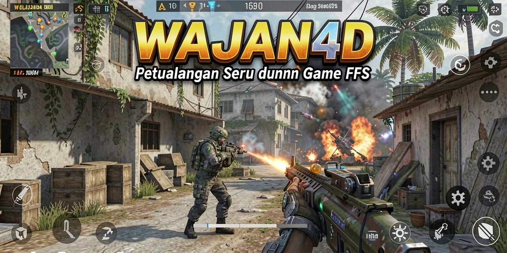 Screenshot gameplay WAJAN4D menampilkan aksi menembak yang mendebarkan.