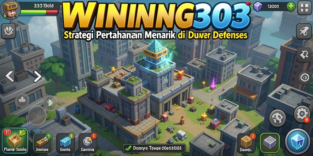 Tangkapan layar dari gameplay menegangkan WINNING303 yang menunjukkan menara dan musuh.
